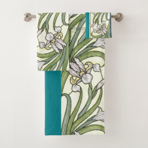 Ensemble de serviettes de bains aux fleurs d'Iris