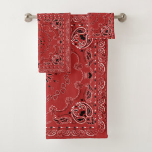 Ensemble de serviettes de bains de Bandana rouge