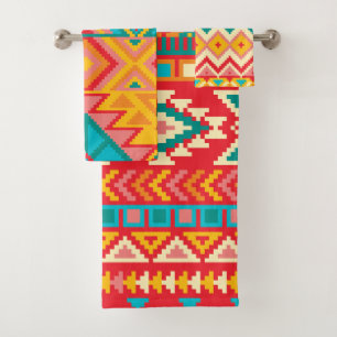 Ensemble de serviettes de bains Motifs Aztec Mexic