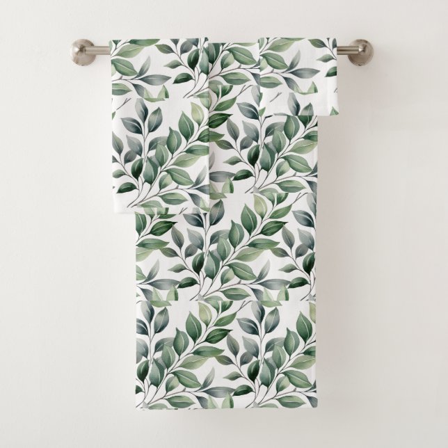 Ensemble de serviettes de botanique de verdure (En situation)