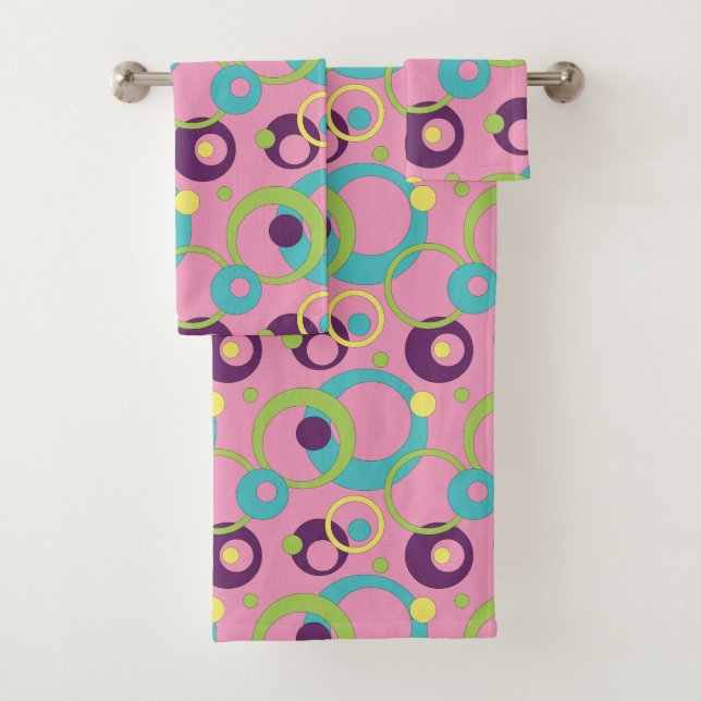 Ensemble de serviettes de cercle rose funky (En situation)