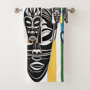 Ensemble de serviettes de masques Tribal Africain