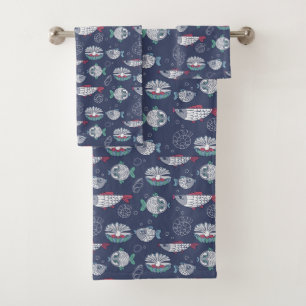 Ensemble de serviettes de Motif de poisson mignon