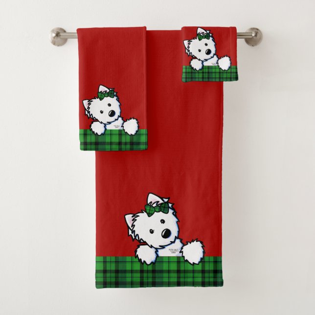 Ensemble de serviettes de Noël KiniArt Westie (En situation)