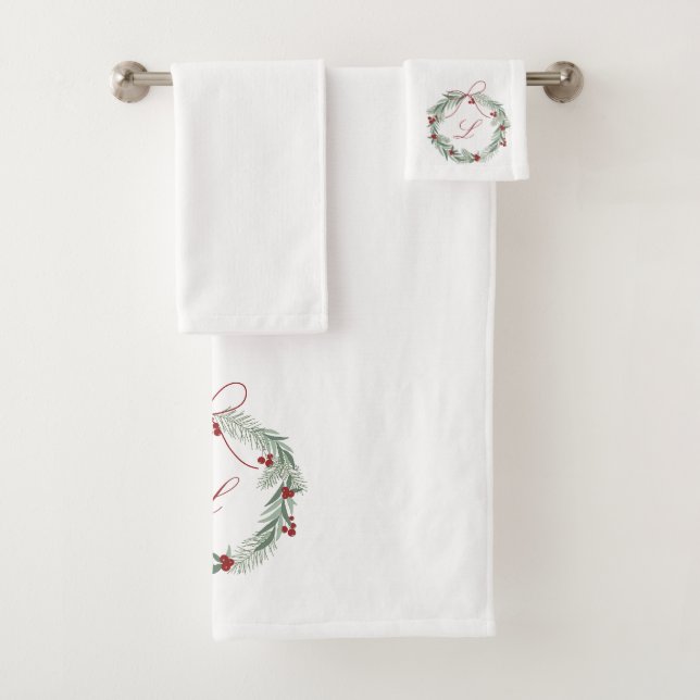 Ensemble de serviettes de Noël Monogramme personna (En situation)