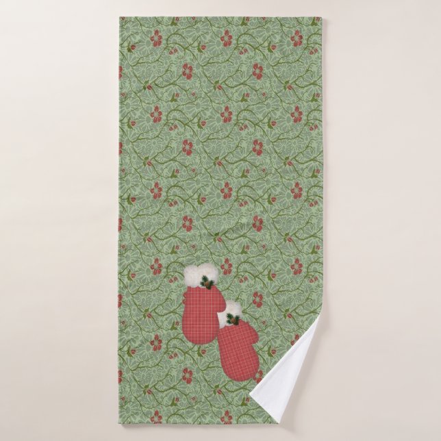 Ensemble de serviettes de Noël Red Mittens (Serviette de bain)