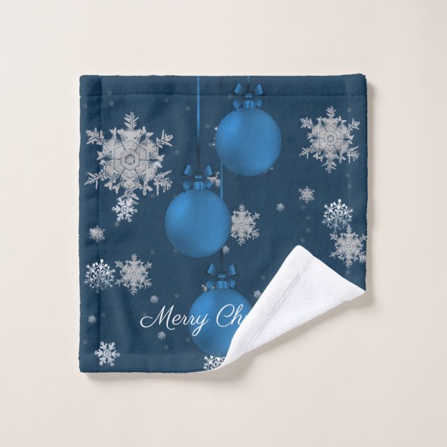 Ensemble de serviettes de toilette bleu de Noël (Gant de toilette)