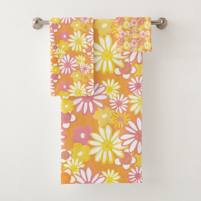 Ensemble de serviettes de toilette Daisies été (En situation)