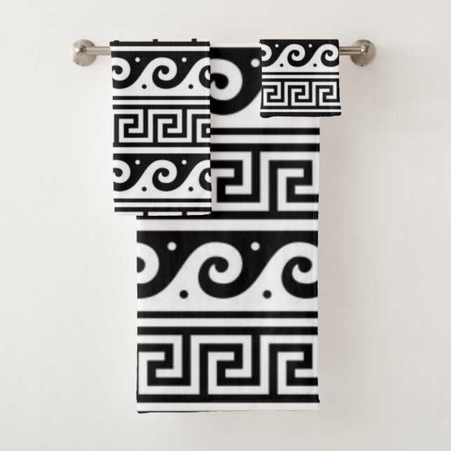 Ensemble de serviettes de toilette de la clé grecq (En situation)