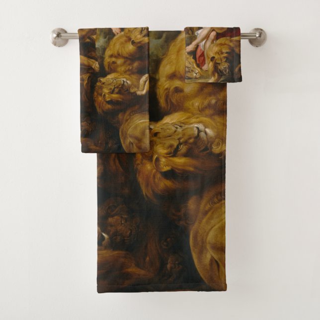 Ensemble de serviettes de toilette Den Art Lions (En situation)