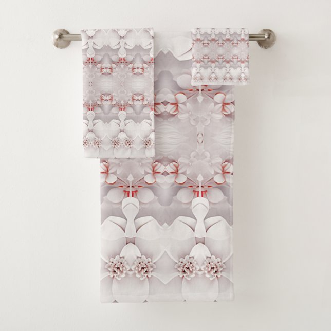 Ensemble de serviettes de toilette florales rose i (En situation)