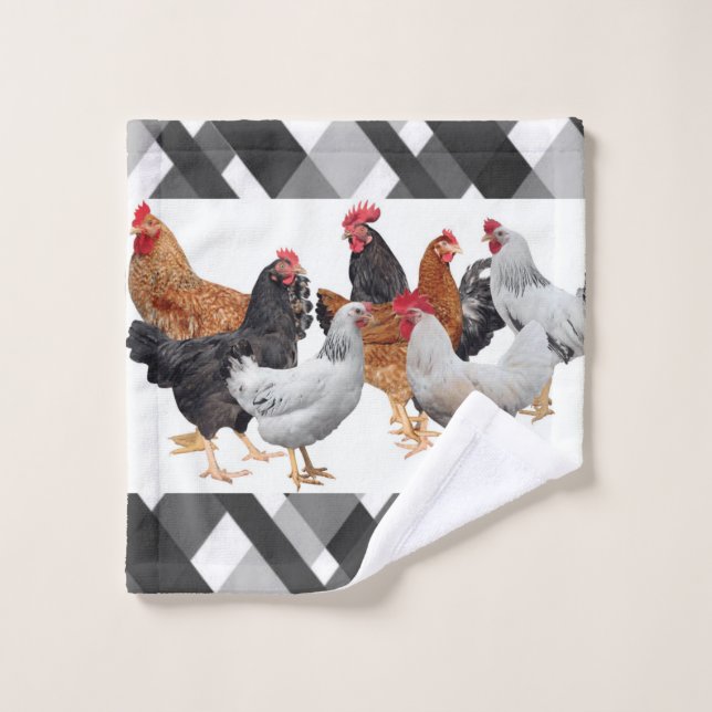 Ensemble de serviettes de toilette Poulet Noir Bla (Gant de toilette)