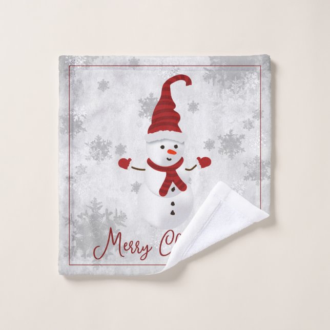 Ensemble de serviettes de toilette Red Cute Snowma (Gant de toilette)