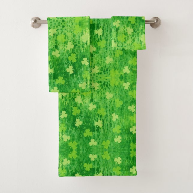 Ensemble de serviettes de toilette Shamrock St Pat (En situation)