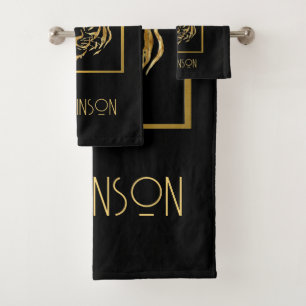Ensemble de serviettes de visage de tigre noir et