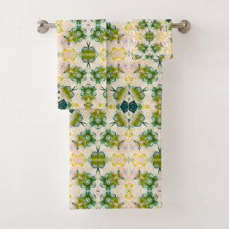 Ensemble de serviettes d'impression en fleurs vert