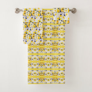 Ensemble de serviettes d'impression noir et jaune