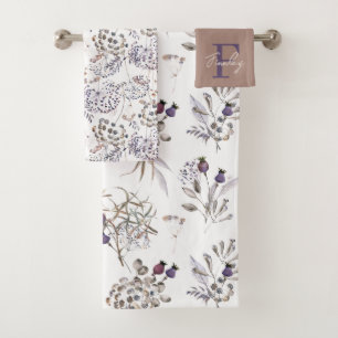 Ensemble de serviettes en aquarelle Floral Monogra