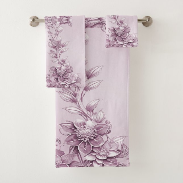 Ensemble de serviettes en feuillage rose (En situation)