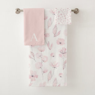 Ensemble de serviettes Floral Aquarelle Monogrammé