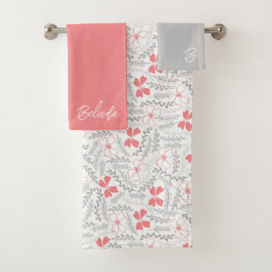 Ensemble de serviettes florales monogrammées