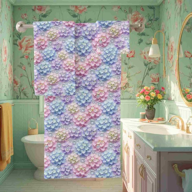 Ensemble de serviettes hydrangeas pastel et diaman (Créateur téléchargé)