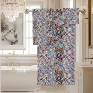 Ensemble de serviettes imprimé léopard des neiges