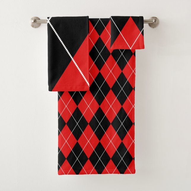 Ensemble de serviettes - Jacquard Arlequin (En situation)