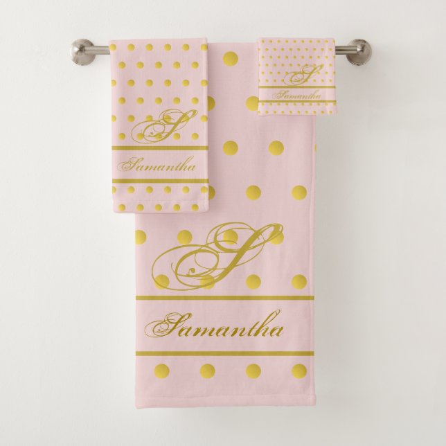 Ensemble de serviettes Monogrammé Pka Or Rose (En situation)