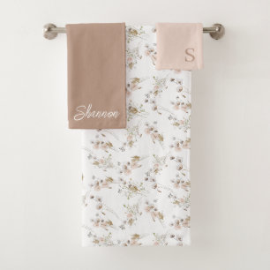 Ensemble de serviettes monogrammées à motif floral