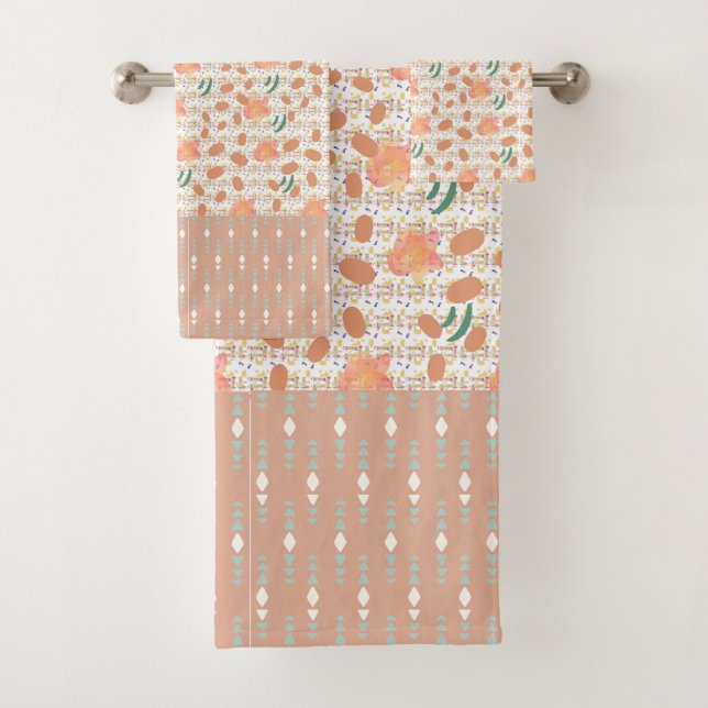 Ensemble de serviettes Motif Caramel perles (En situation)