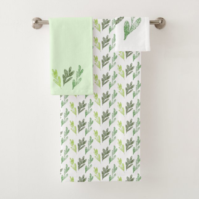 Ensemble de serviettes Motif feuille (En situation)