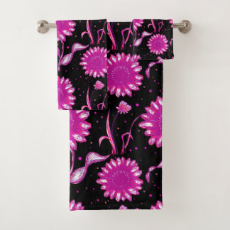 Ensemble de serviettes Motif Floral Violet