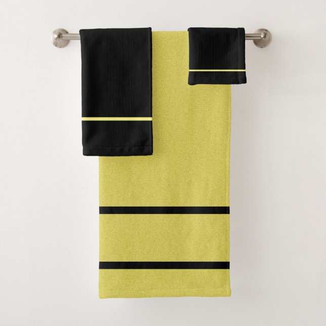 Ensemble De Serviettes Noir Et Mustard Rétro (En situation)