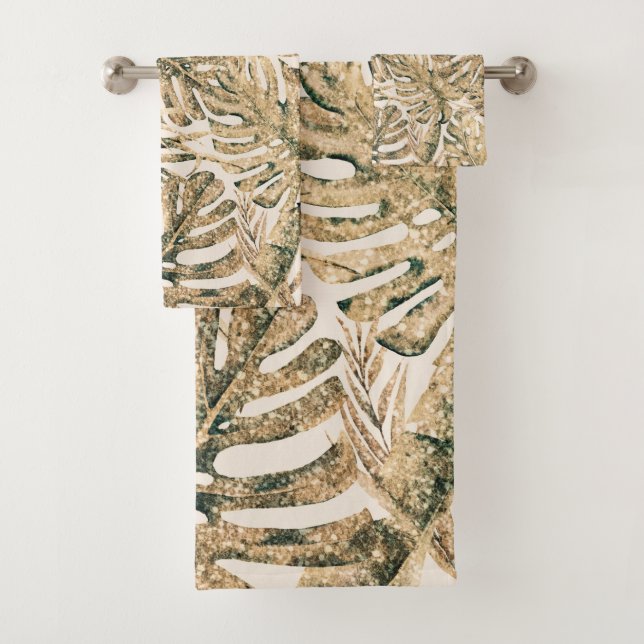 Ensemble de serviettes Palmes tropicales Paillette (En situation)