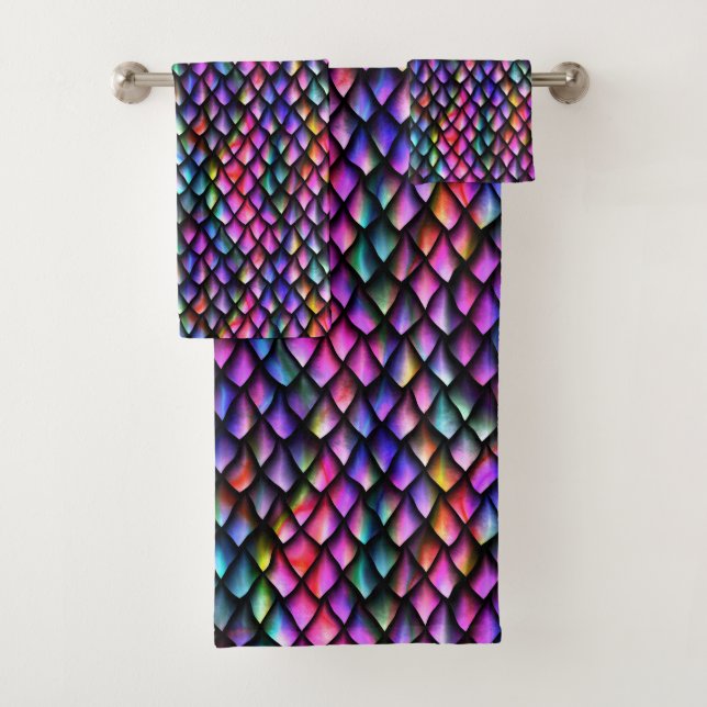 Ensemble de serviettes Rainbow Dragon Scales (En situation)