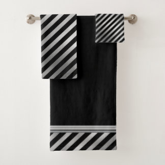 Ensemble de serviettes Silver and Black Stripes