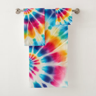 Ensemble de serviettes tie-dye arc-en-ciel psychéd