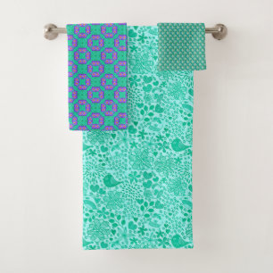 Ensemble de serviettes violettes Boho Aqua