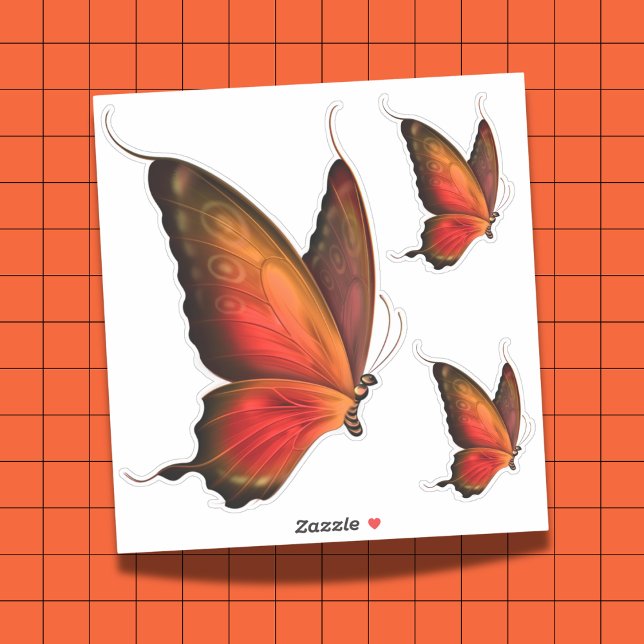Ensemble de stickers à découpe personnalisée pour  (Vibrant Orange Butterfly Custom-Cut Sticker Set)