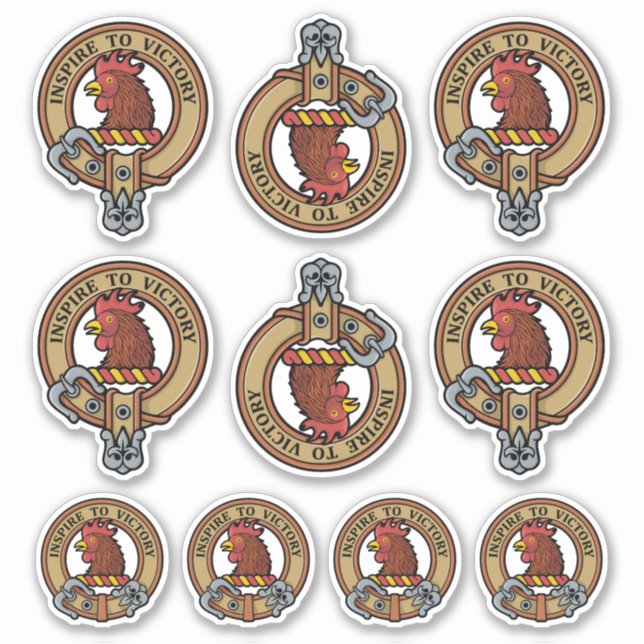 Ensemble de stickers Clan Currie Rooster Crest (Devant)