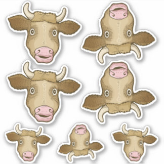 Ensemble de stickers de vache surpris
