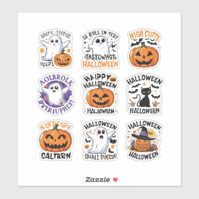 Ensemble de stickers Fun Éffrayant Halloween Desig (Feuille)