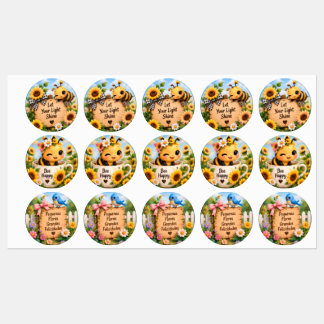Ensemble de stickers inspirants Cute Bee & Sunflow