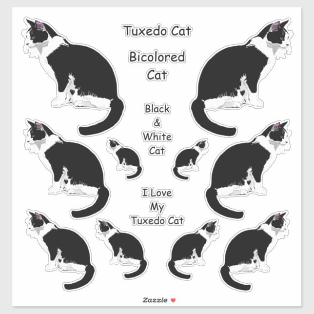 Ensemble de stickers Lg Tuxedo Cats (Feuille)