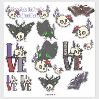 Ensemble de stickers Moths et Skulls des amis de J