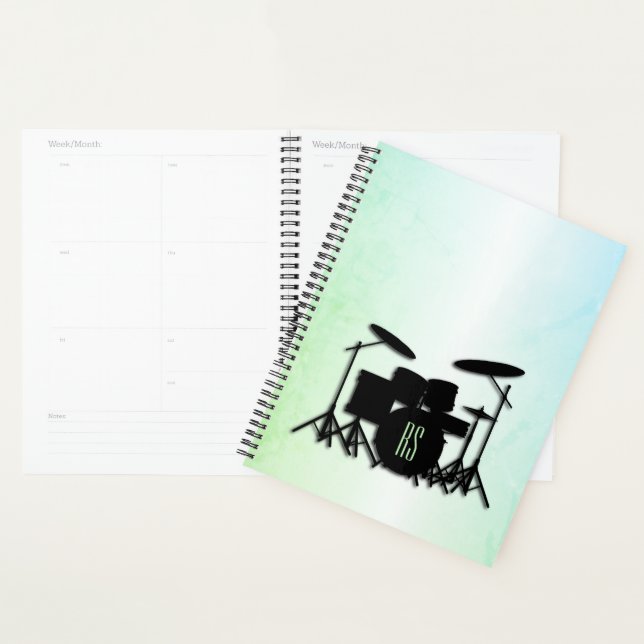 Ensemble de tambour monogramme vert (Devant avec enveloppe)