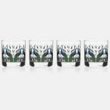 Ensemble de verre avec paon Élégance