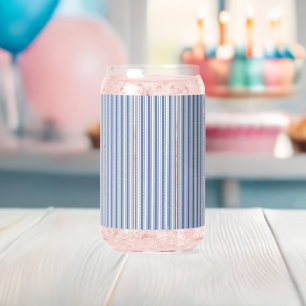 Ensemble de verre bleu et blanc rayé
