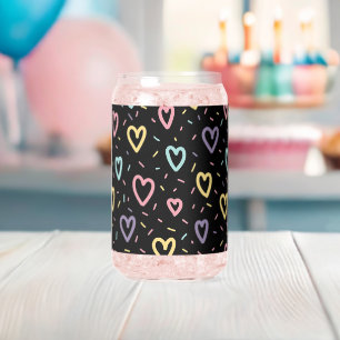 Ensemble de verre Cute Black Colorful Hearts